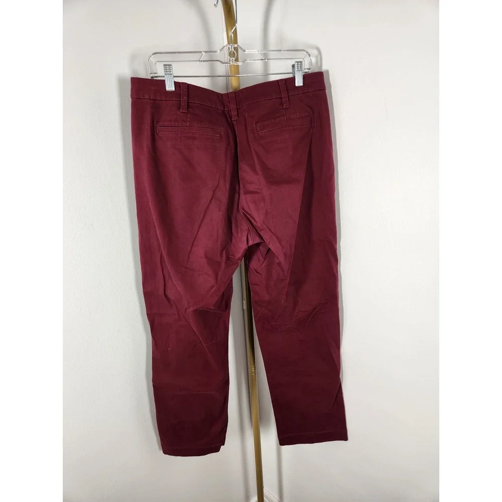 J. Crew High Rise Girlfriend Chinos‎ Dark Red Crimson Size 12